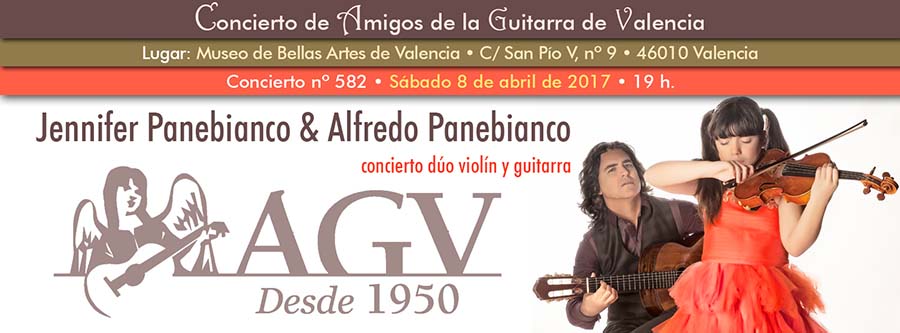 Concierto Dúo violín y guitarra Jennifer Panebianco y Alfredo Panebianco, en Amigos de la Guitarra de Valencia