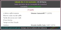 Programa del concierto de Andrea Vettoretti
